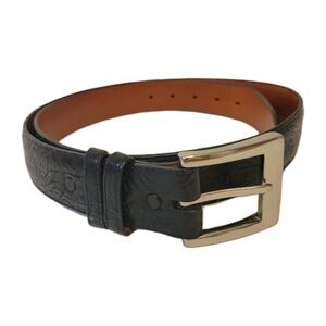 Monticelli Genuine Bison Leather Belt Black Size 40 Solid Brass Buckle Made USA